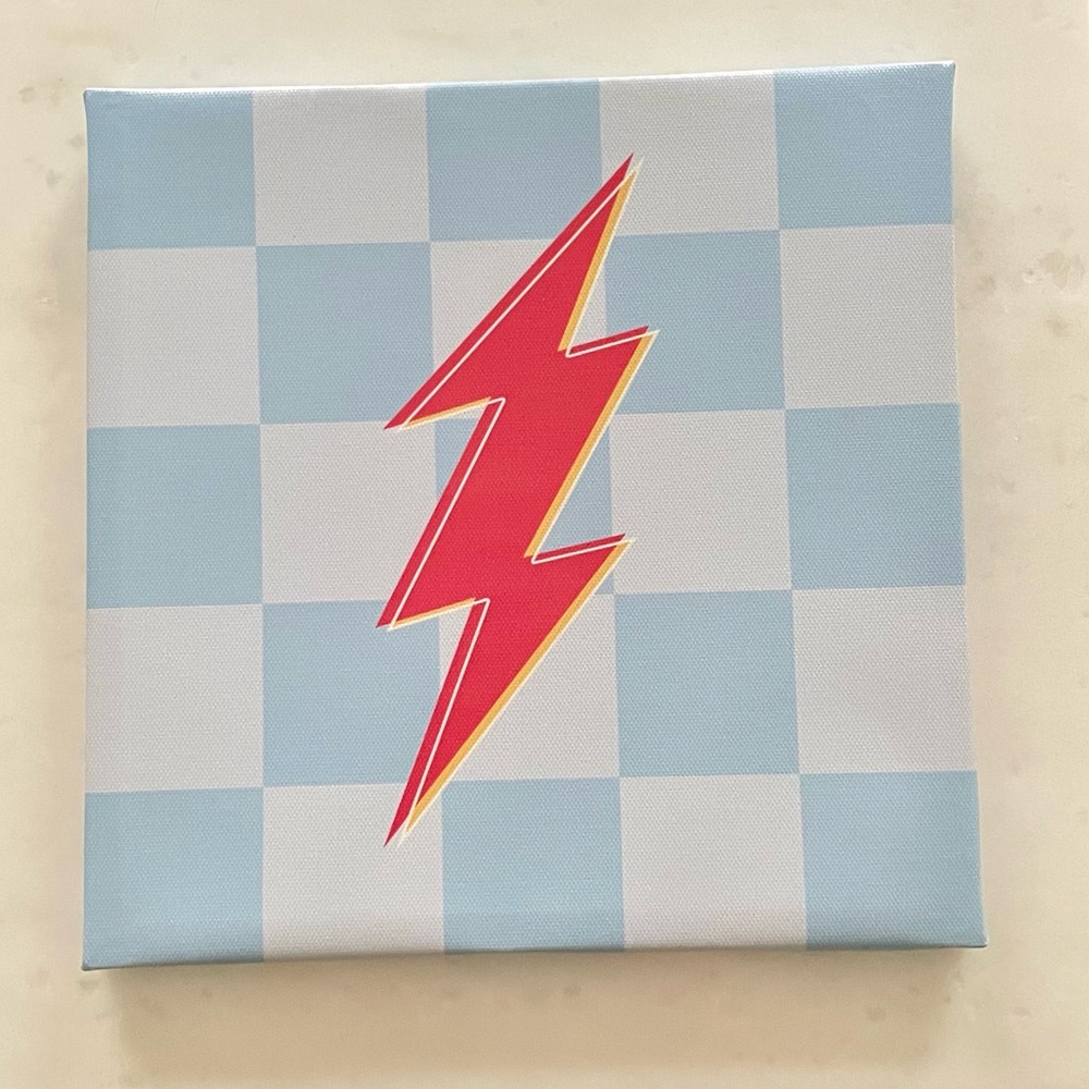 Checkered Lightening Bolt Canvas Wall Decor